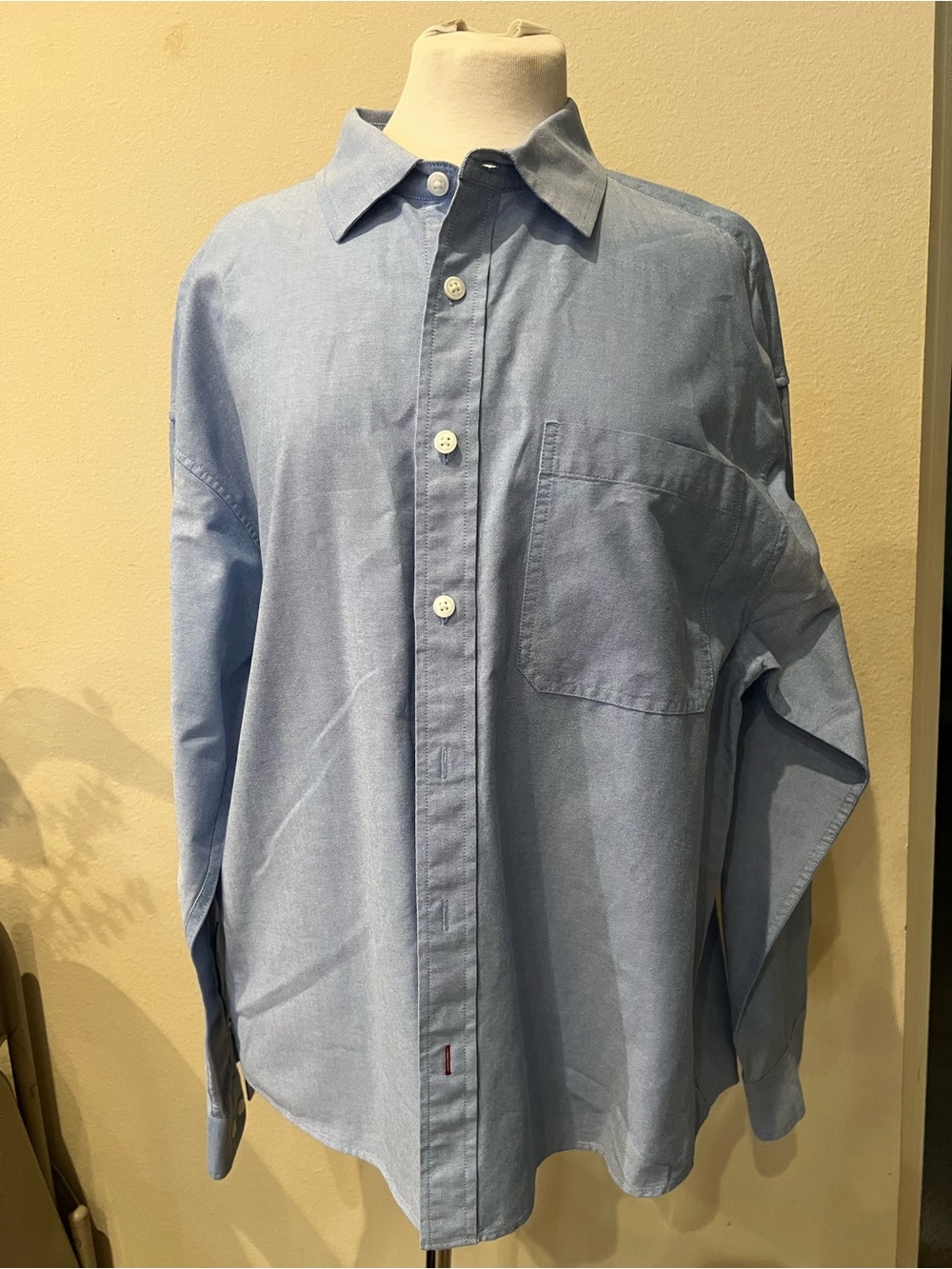 Giordano Light Blue Men's Dress Shirt Classic Button-Up Size Medium 100% cotton